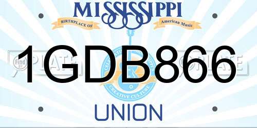 1GDB866 Mississippi License Plate