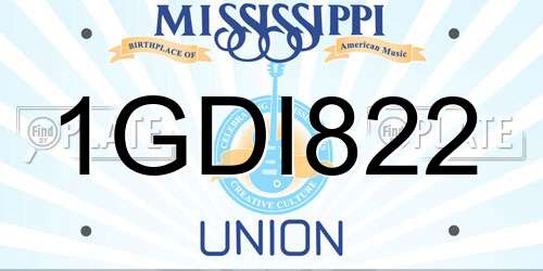 1GDI822 Mississippi License Plate