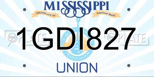 1GDI827 Mississippi License Plate