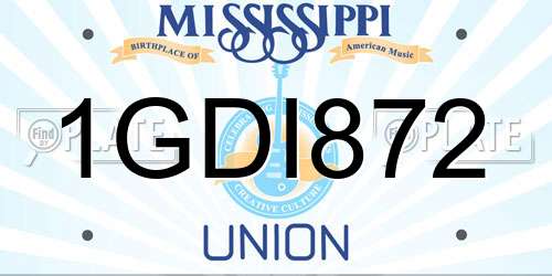 1GDI872 Mississippi License Plate