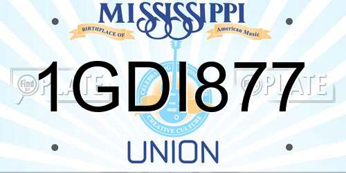 1GDI877 Mississippi License Plate