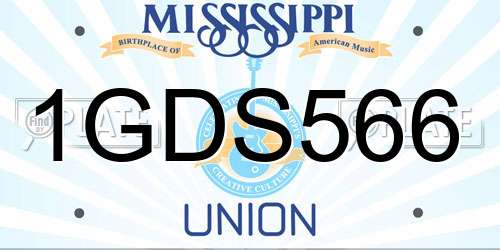 1GDS566 Mississippi License Plate
