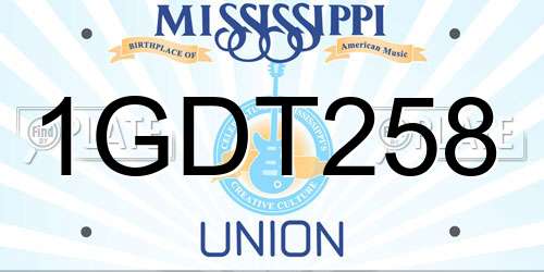 1GDT258 Mississippi License Plate