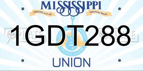 1GDT288 Mississippi License Plate