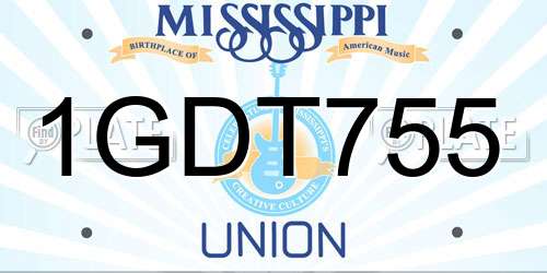 1GDT755 Mississippi License Plate