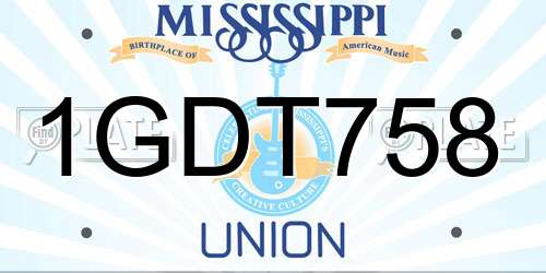 1GDT758 Mississippi License Plate