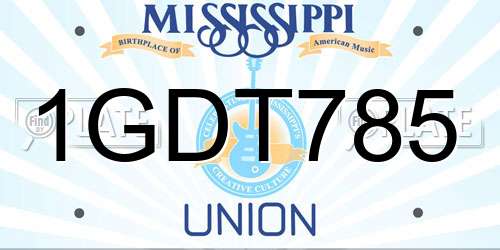 1GDT785 Mississippi License Plate