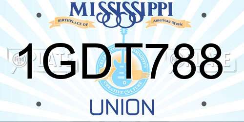 1GDT788 Mississippi License Plate