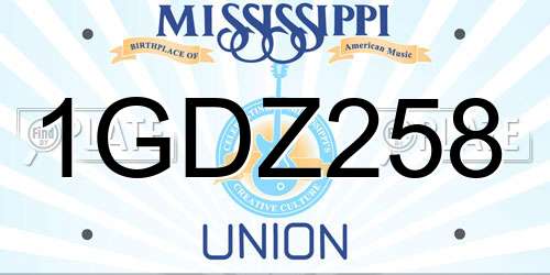 1GDZ258 Mississippi License Plate