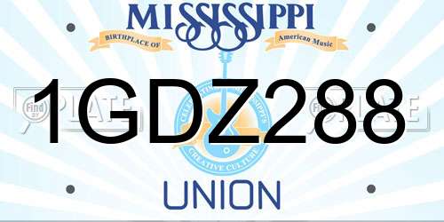 1GDZ288 Mississippi License Plate