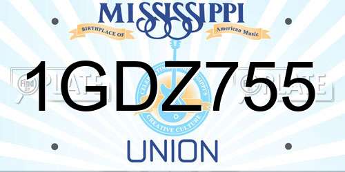1GDZ755 Mississippi License Plate