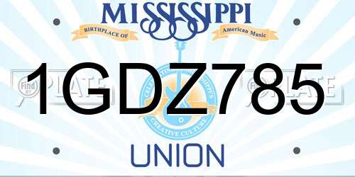 1GDZ785 Mississippi License Plate