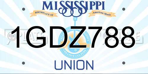 1GDZ788 Mississippi License Plate