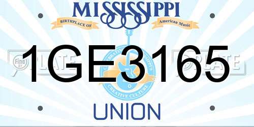 1GE3165 Mississippi License Plate