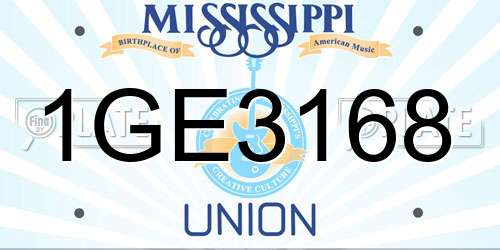 1GE3168 Mississippi License Plate