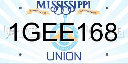 1GEE168 Mississippi License Plate