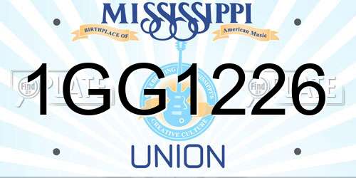 1GG1226 Mississippi License Plate