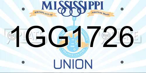 1GG1726 Mississippi License Plate