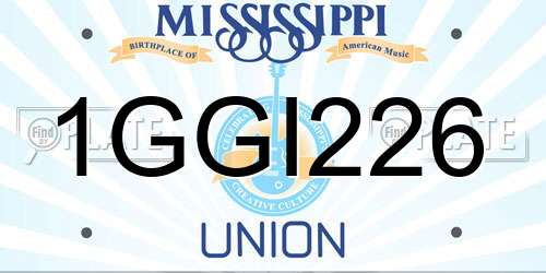 1GGI226 Mississippi License Plate
