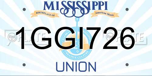 1GGI726 Mississippi License Plate