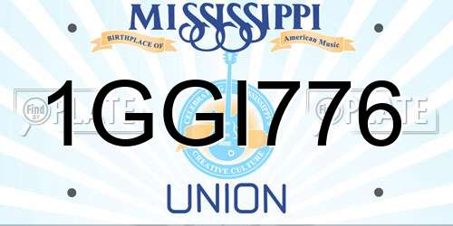 1GGI776 Mississippi License Plate