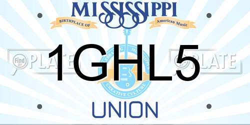 1GHL5 Mississippi License Plate