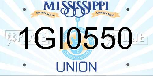 1GI0550 Mississippi License Plate