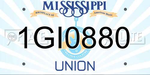 1GI0880 Mississippi License Plate