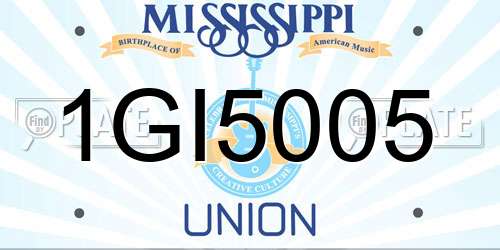 1GI5005 Mississippi License Plate