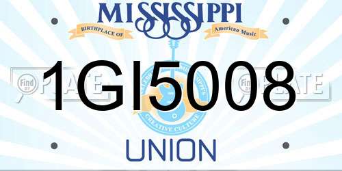 1GI5008 Mississippi License Plate