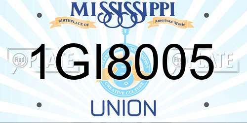 1GI8005 Mississippi License Plate