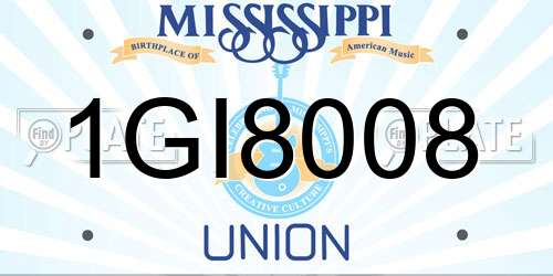 1GI8008 Mississippi License Plate
