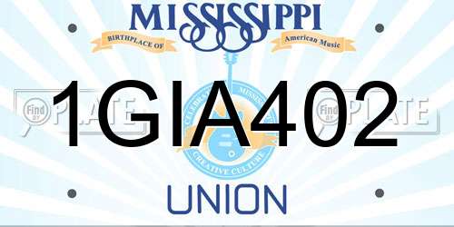 1GIA402 Mississippi License Plate