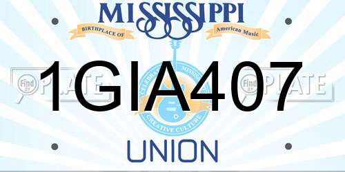 1GIA407 Mississippi License Plate