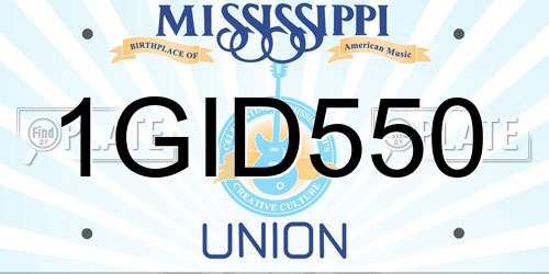 1GID550 Mississippi License Plate