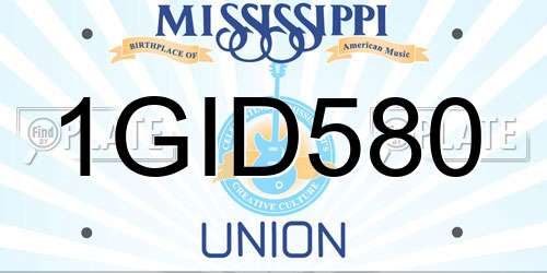 1GID580 Mississippi License Plate
