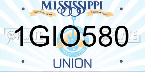 1GIO580 Mississippi License Plate
