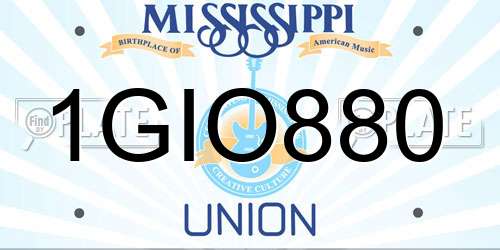 1GIO880 Mississippi License Plate
