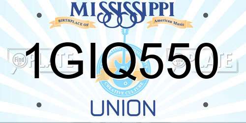 1GIQ550 Mississippi License Plate