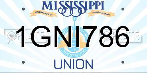 1GNI786 Mississippi License Plate