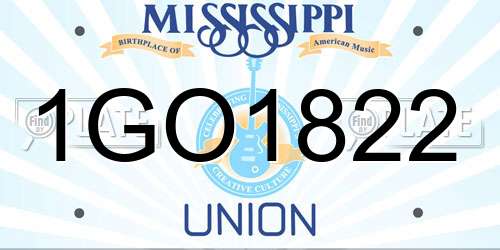 1GO1822 Mississippi License Plate