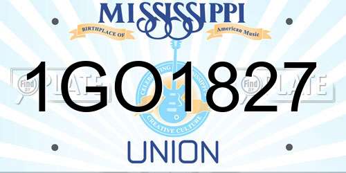 1GO1827 Mississippi License Plate