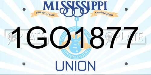 1GO1877 Mississippi License Plate