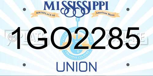 1GO2285 Mississippi License Plate