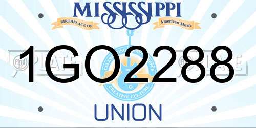 1GO2288 Mississippi License Plate