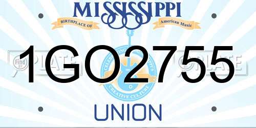 1GO2755 Mississippi License Plate