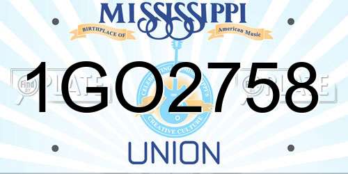 1GO2758 Mississippi License Plate