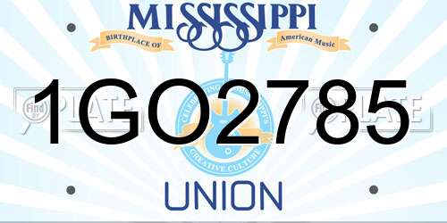 1GO2785 Mississippi License Plate