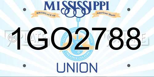 1GO2788 Mississippi License Plate