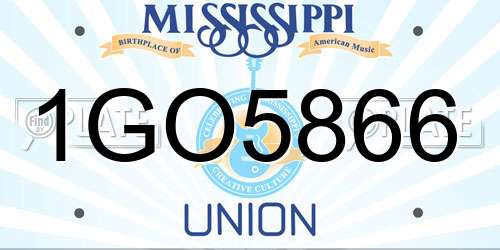 1GO5866 Mississippi License Plate